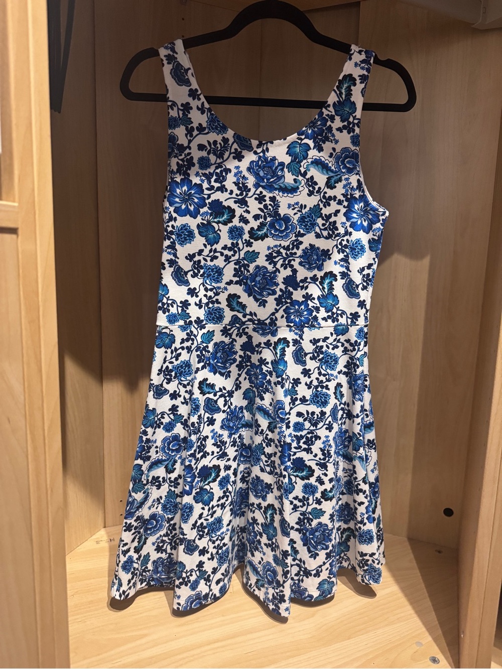 Womens' White & Blue Floral Tank Dress